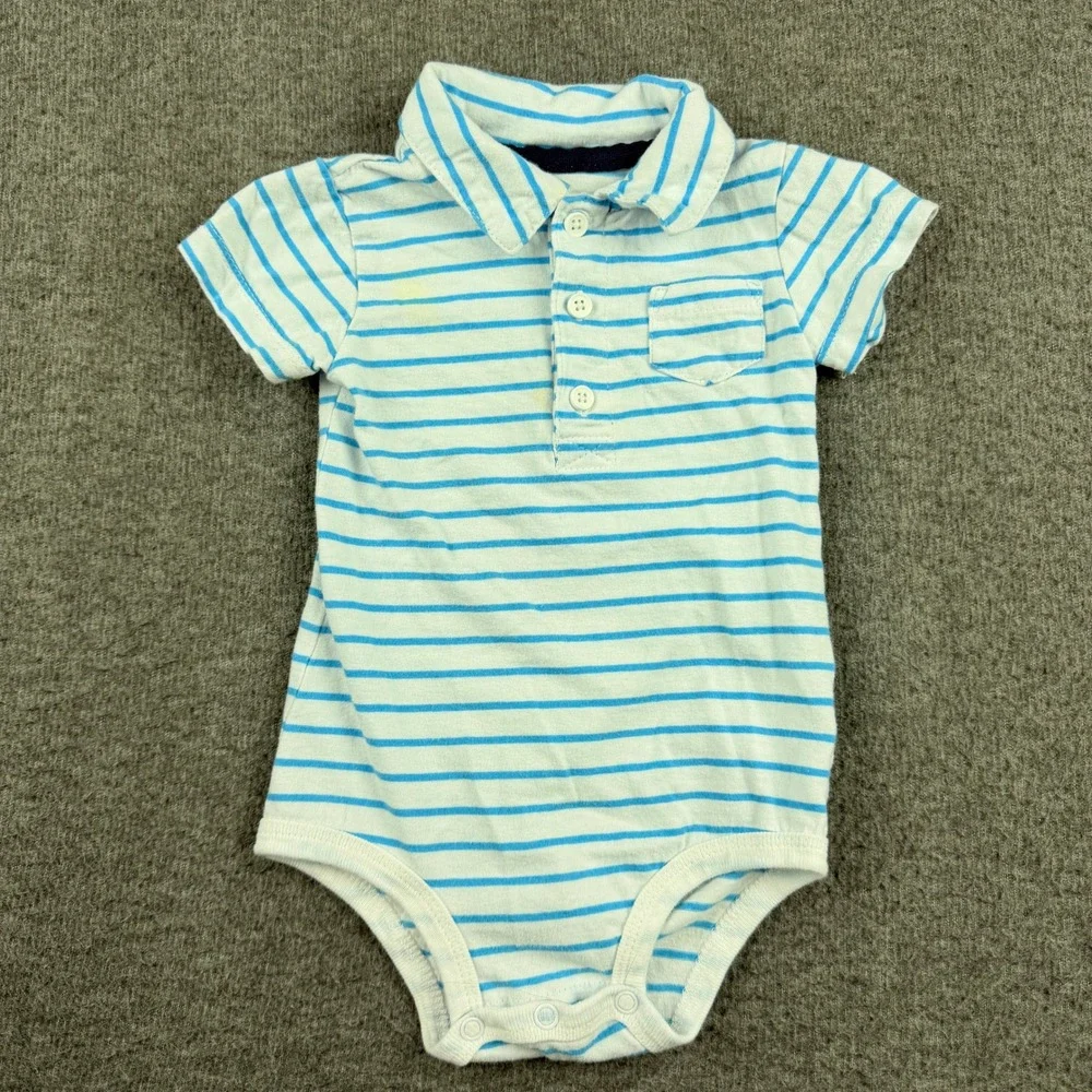 Carters Cat & Jack Baby Boys 4pc‎ Lot Bodysuits Tee 9-12M Blue White Striped